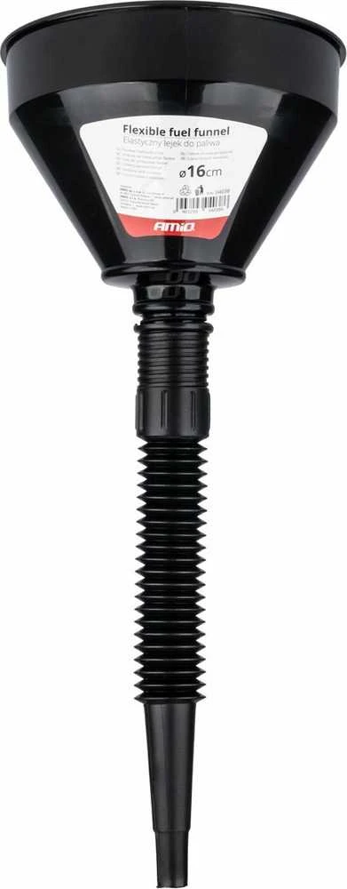 Lankstus juodas piltuvėlis su filtru kurui, skysčiui, vandeniui, 16 cm amio-04038