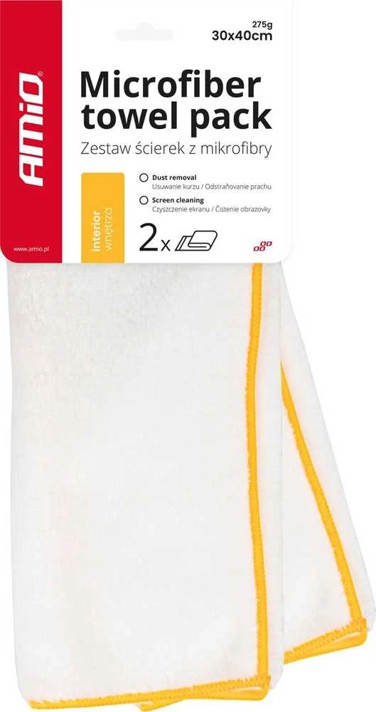 Mikropluošto šluostės automobilio salonui 30×40 cm, 275 gsm, 2 vnt. AMiO-03740