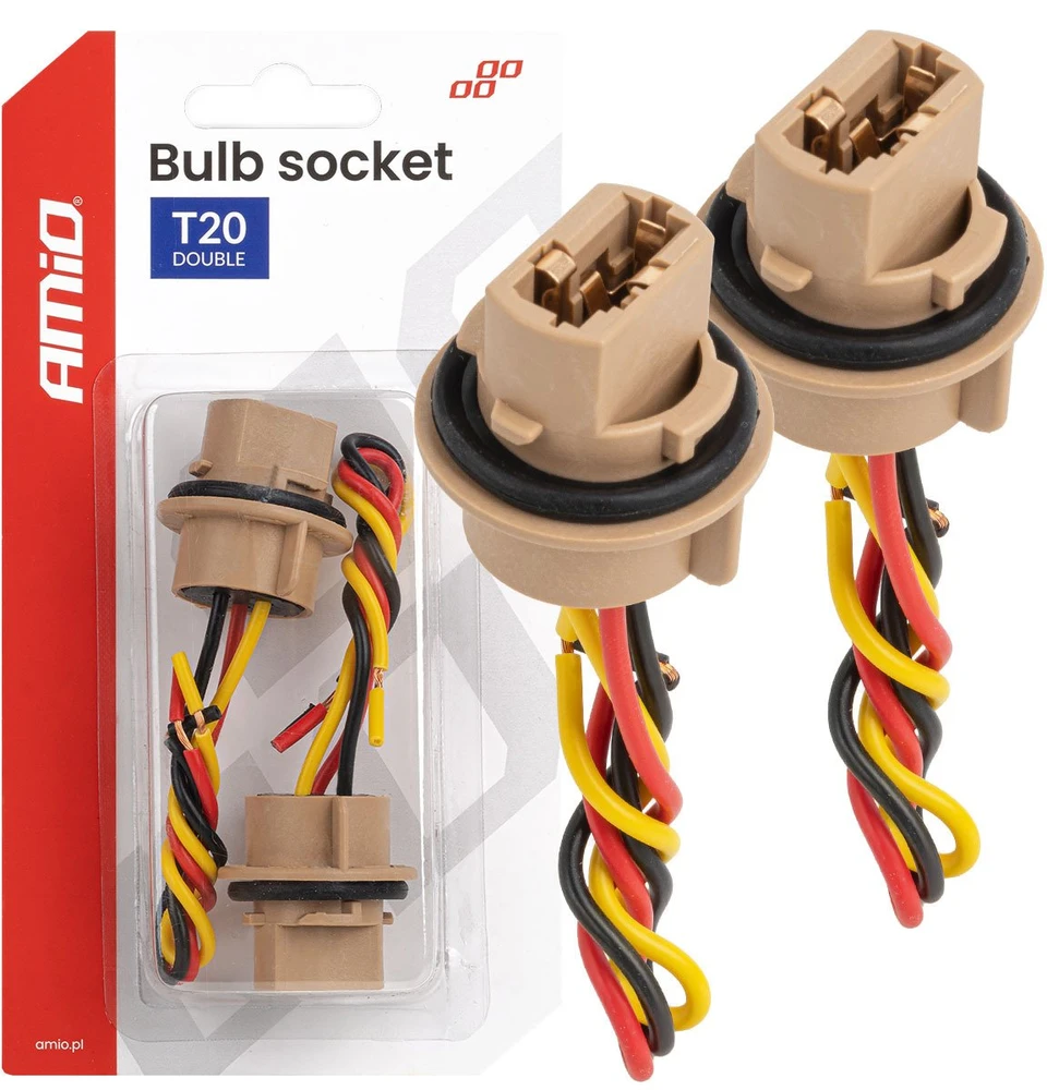 T20 LED lemputės lizdas 12V W21/5W, WY21/5W, W3x16q, 7443, 2 vnt. AMIO-04834