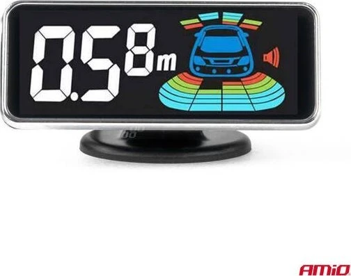 Parkavimo pagalbos sistema LED-GRAF 3D, 8 juodi spalvos jutikliai GOLD 18 mm AMIO-03192