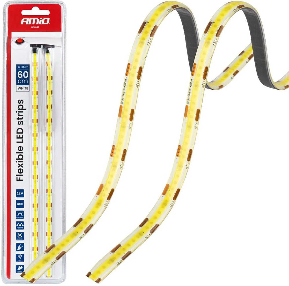Amio Lanksčios COB LED juostos 2x30 cm 12V, balta
