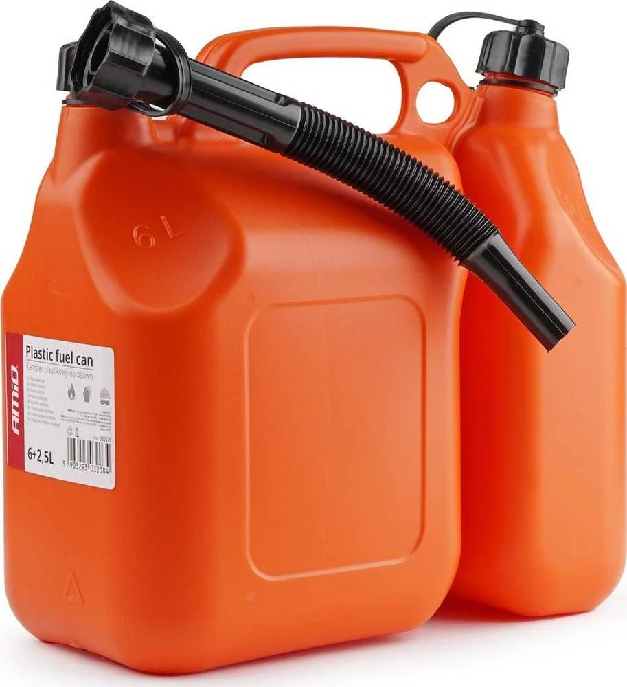 Plastikinis dviejų skyrių kuro kanistras 6 L + 2,5 L AMIO-03208