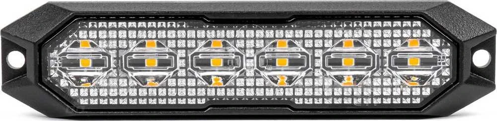 Plokščia LED įspėjamoji lemputė 6x3W 12/24V R65 R10 AMIO-03930