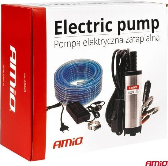Panardinamoji elektrinė dyzelinio kuro siurbimo pompa 38 mm 12V/230V su žarna AMIO-03243