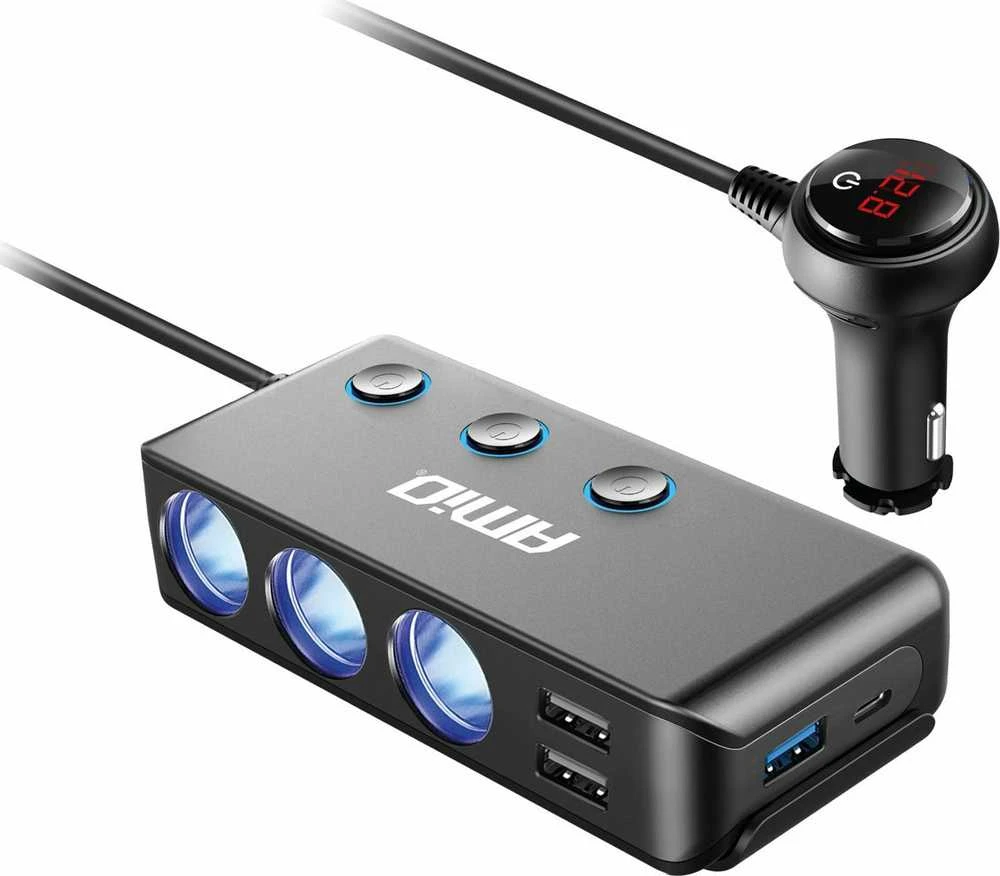 Išplėtimo lizdas su voltmetru, USB ir USB-C 12–24 V, AMIO-03781