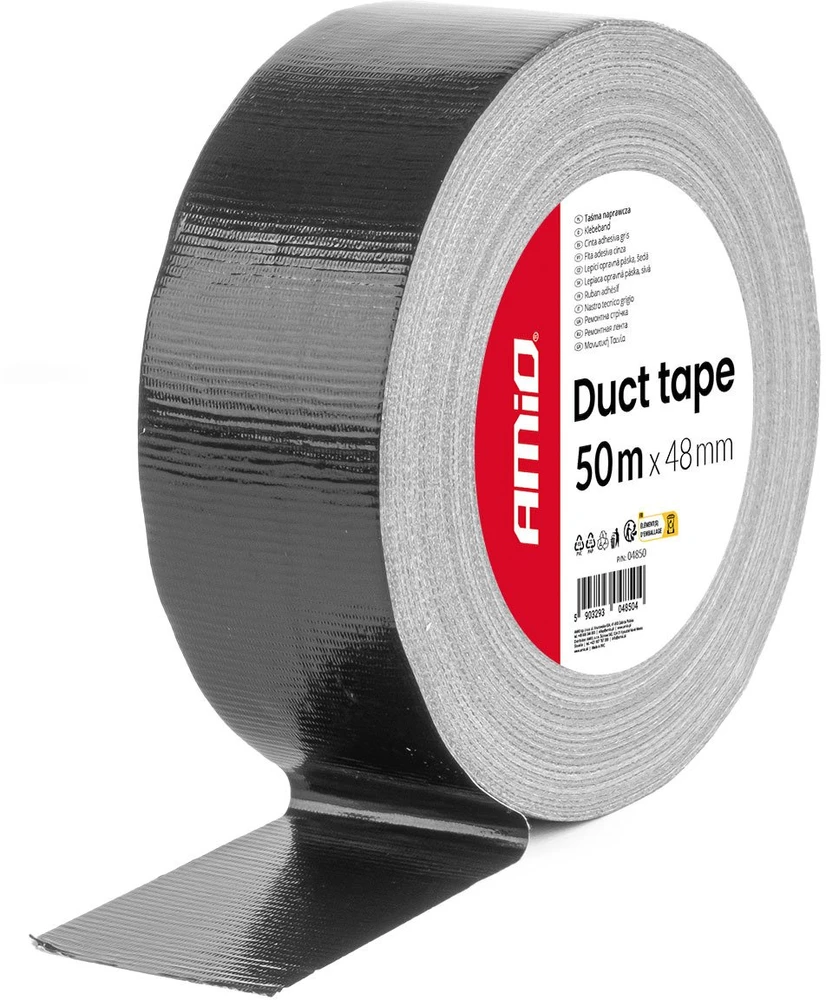 Juoda techninė juosta 48 mm x 50 m x 0,19 mm amio-04850