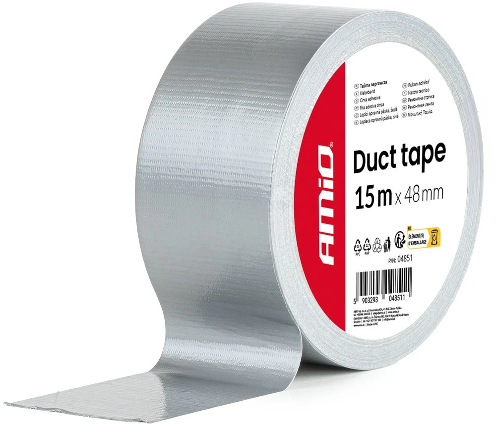 Pilka techninė juosta 48 mm x 15 m x 0,19 mm amio-04851