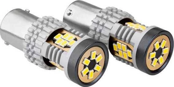 Dvi 1157 BAY15D LED lemputės su aušinimo radiatoriais