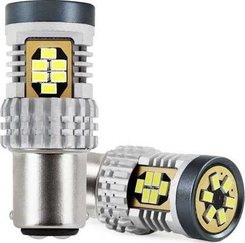 LED lemputės Canbus 3020 24SMD 1157 Bay15D P21/5W baltos 12V 24V amio-02798