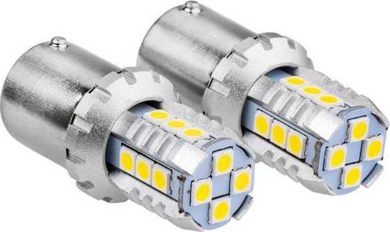 LED lemputės Canbus 3030 16SMD 1156 BA15S P21W R10W R5W baltos 12V 24V amio-02796