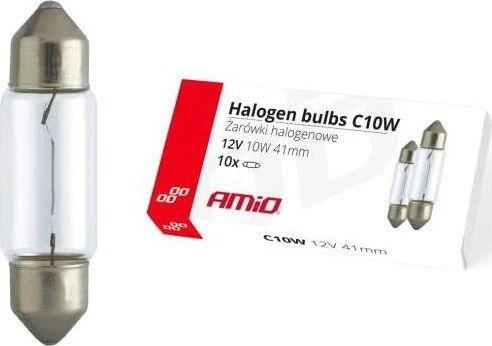 Halogeninės lemputės C10W festono formos 41mm 12V 10 vnt. amio-02557