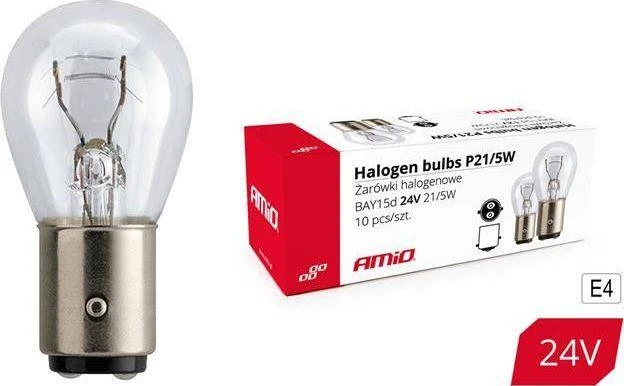 Halogeninės lemputės P21/5W Bay15D 24V 21W/5W 10 vnt. (e4) amio-01007