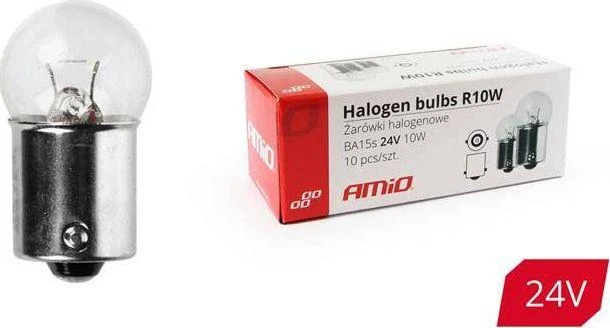 Halogeninės lemputės R10W BA15S 24V 10 vnt. amio-01004