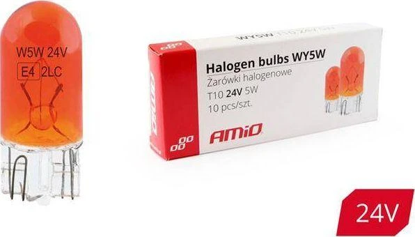 Amio Halogeninė lemputė WY5W T10 5W W2.1x9.5d AMBER 24V