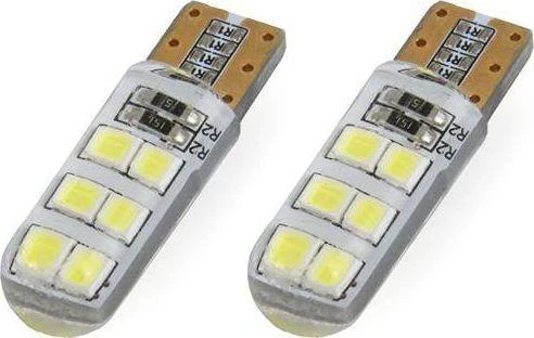 Standartinės LED lemputės T10 W5W 12xSMD 2835 12V silikoninės amio-01095