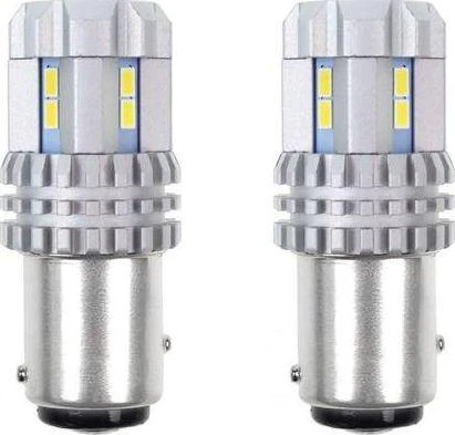 Dvi BAY15D LED lemputės su metaliniu korpusu