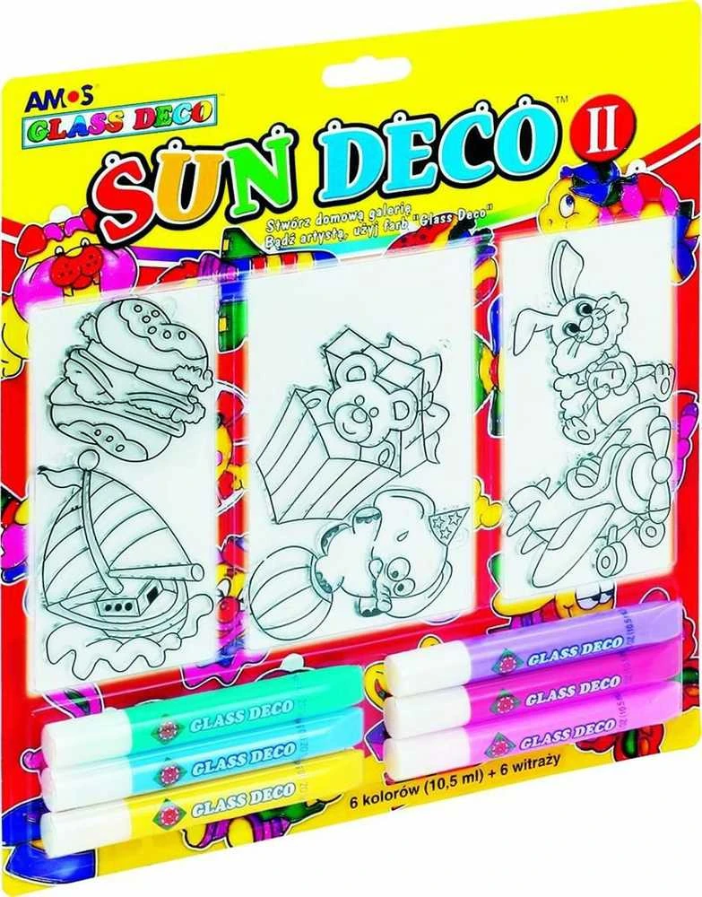 Vitražinių dažų rinkinys SD10B6-D1, Amos, 6 spalvos po 10,5ml + 6 pakabukai
