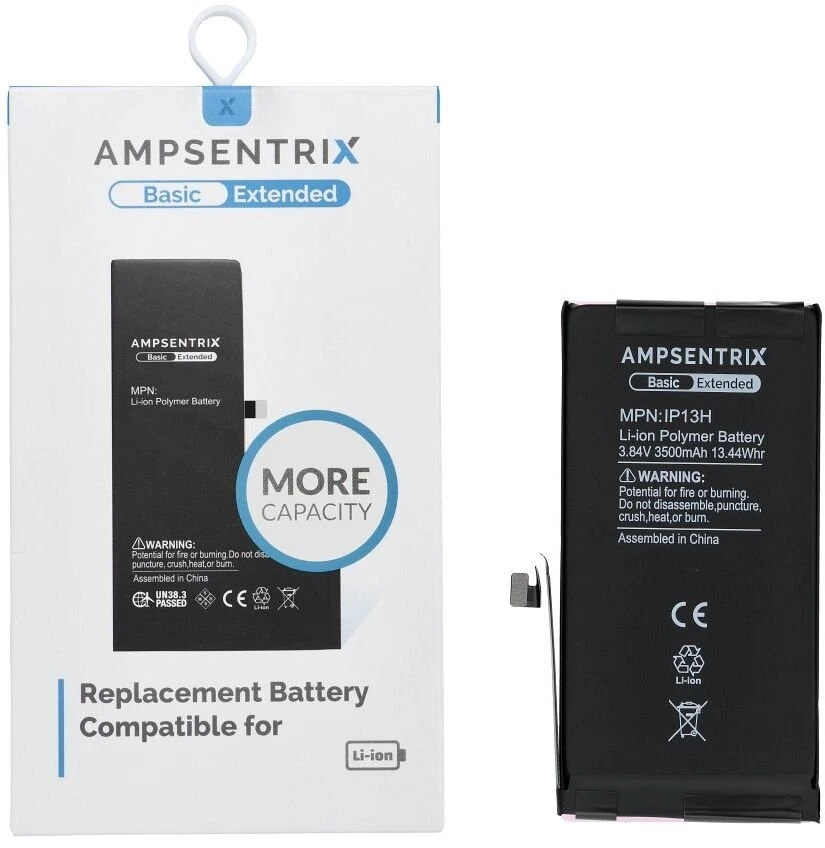 Inne AmpSentrix Basic“ baterija, skirta „iPhone 13“ (padidinta talpa 3500 mAh)