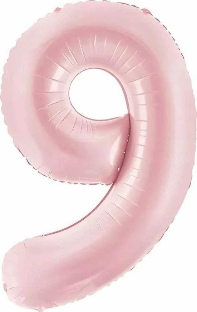 Party Deco PartyDeco folijos balionas numeris 9, 86 cm, šviesiai rožinis, 76211