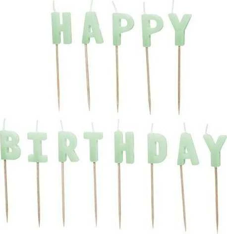 Party Deco PartyDeco žvakės HappyBirthday 25 cm geltonos A13 6752