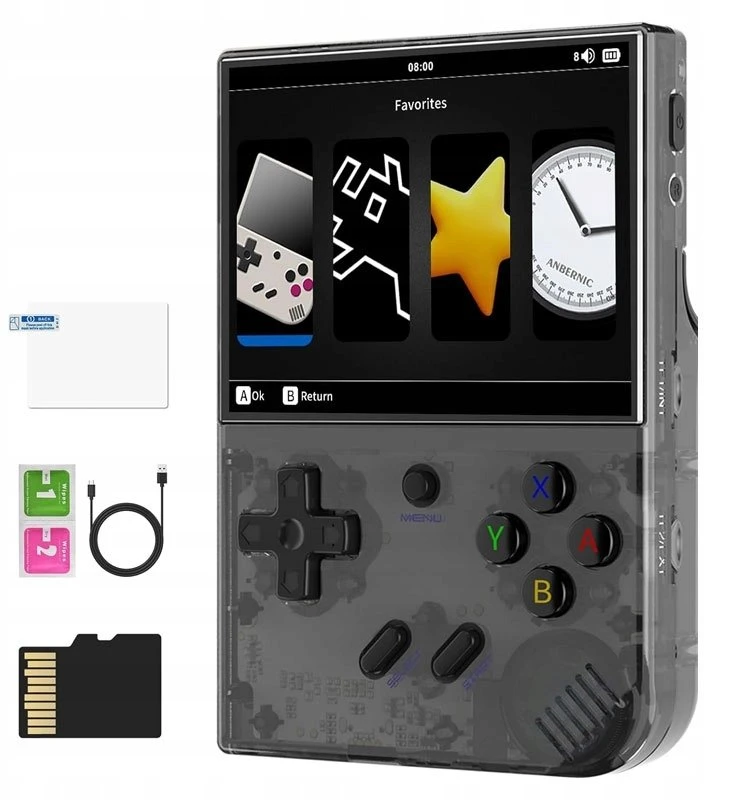 Retro gaming portable console ANBERNIC RG35XX (2024) Juodas/transparent