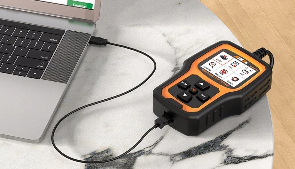 2 viename diagnostikos skaitytuvas OBD2 ir akumuliatoriaus testeris Ancel AD410 PRO