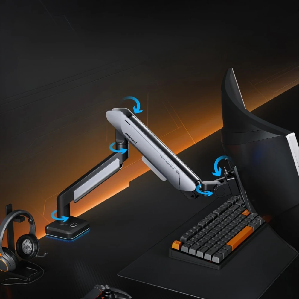 AndaSeat Anda Seat „Stealth II PRO“ 17–42 colių reguliuojamas pasukamas monitoriaus laikiklis, baltas