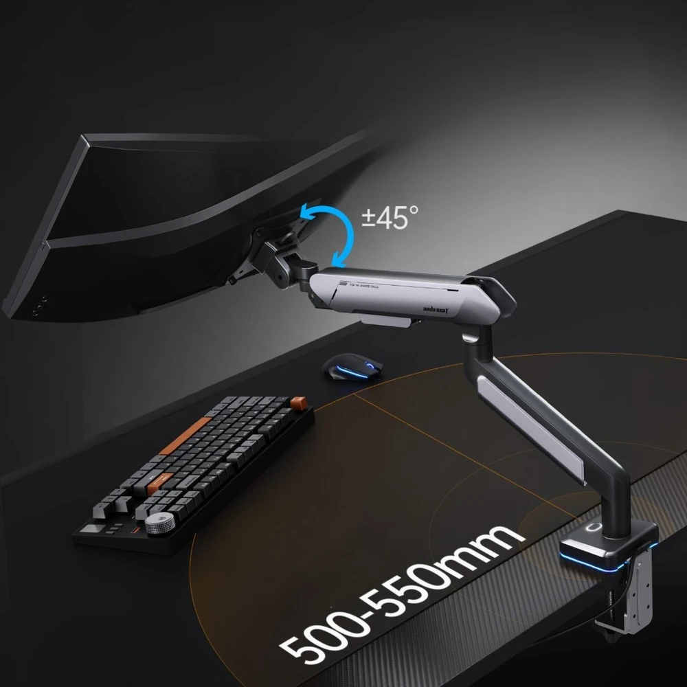 AndaSeat Anda Seat „Stealth II PRO“ 17–42 colių reguliuojamas pasukamas monitoriaus laikiklis, baltas