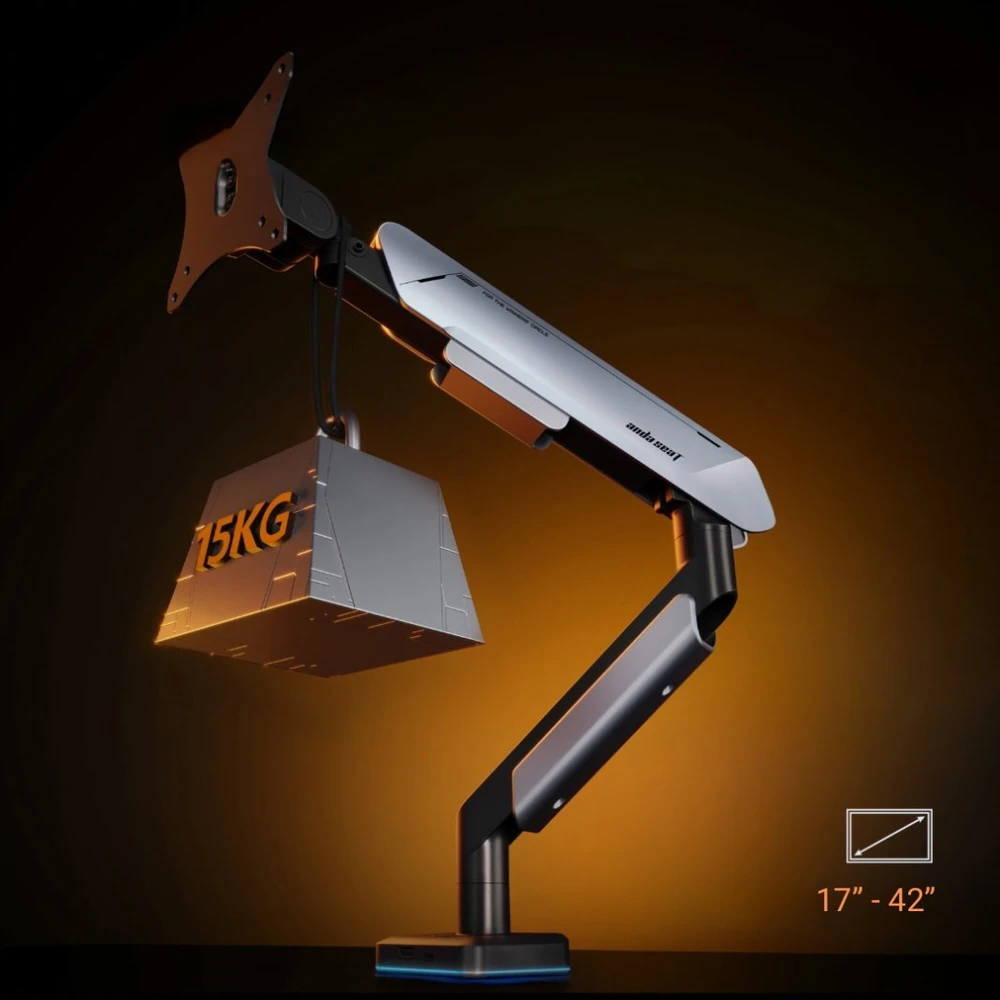 AndaSeat „Anda Seat Stealth II PRO RGB 17–42“ titano reguliuojamas pasukamas monitoriaus laikiklis