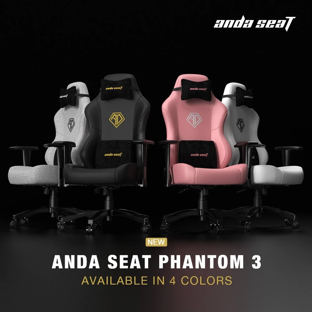 Žaidimų kėdė AndaSeat Phantom 3 L, juodos spalvos, medžiaga: audinys