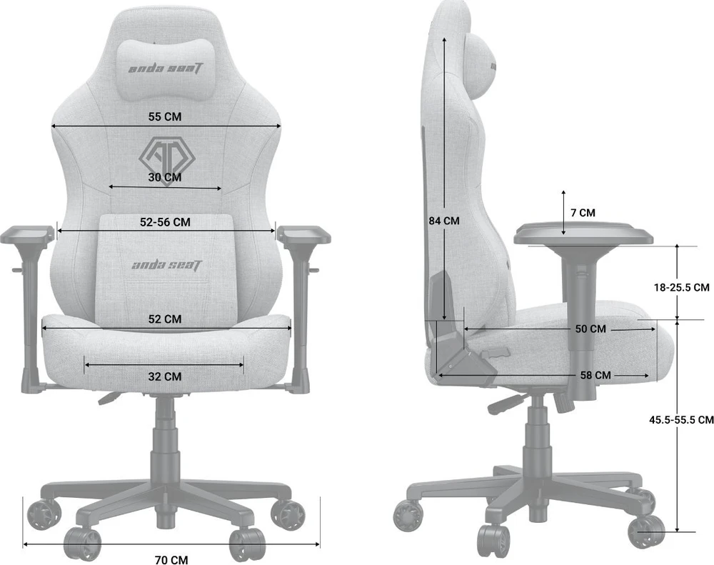 AndaSeat Žaidimų kėdė Anda Seat Phantom 3 PRO L Anda Seat audinys juoda