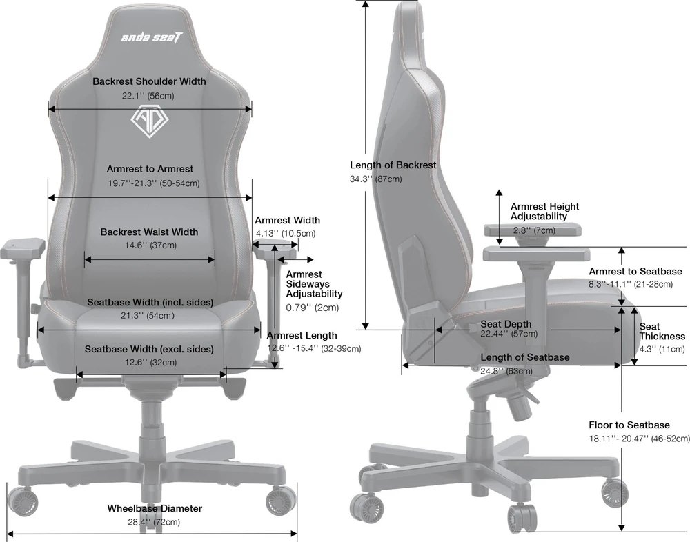 AndaSeat Oranžinis Anda Seat Kaiser 3E XL materiałowy Oranžinis Fabric