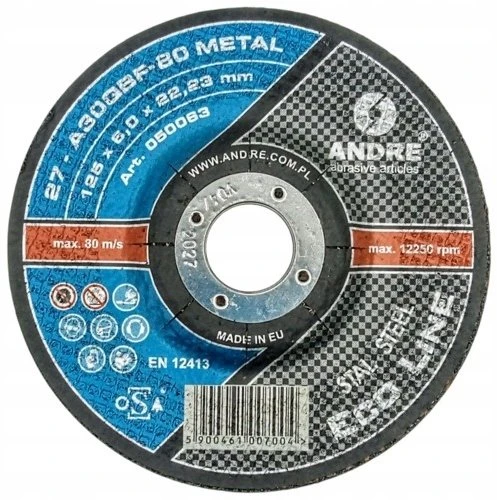 ANDRE ŠLIFAVIMO DISKAS METALUI 125 x 6,0mm METAL ECO LINE A30QBF
