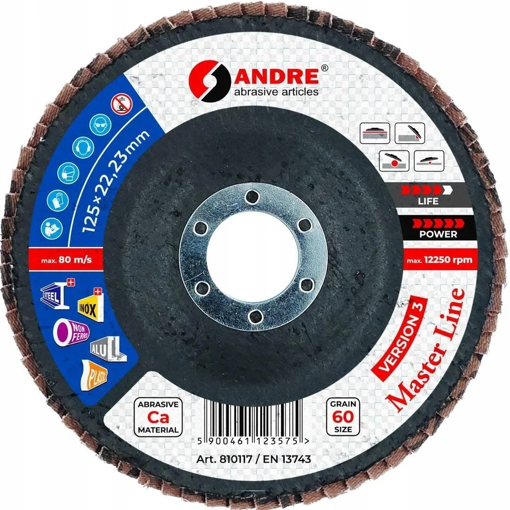 ANDRE LAMELLINIS ŠLIFAVIMO DISKAS 125mm P 60 KERAMINIS MASTER LINE III VERSIJA
