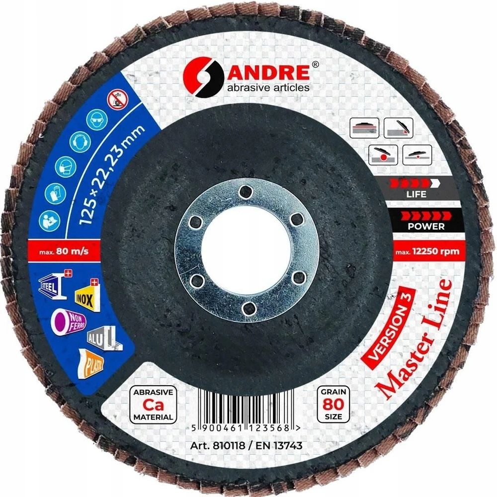 ANDRE LAMELLINIS ŠLIFAVIMO DISKAS 125mm P 80 KERAMINIS MASTER LINE III VERSIJA