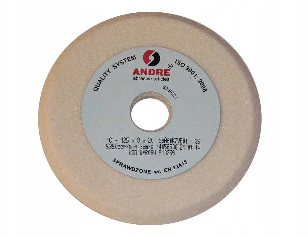 ANDRE PROFILUOTAS ŠLIFAVIMO DISKAS 125mm x 8mm x 20mm 99A60K7VE01-35 Baltas „TYP 1C”