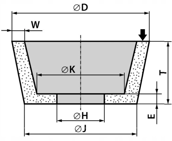 ANDRE TAURELĖS FORMOS ŠLIFAVIMO DISKAS 125mm x 40mm x 20mm 99A46K7VE01-30 Baltas „TYP 11”
