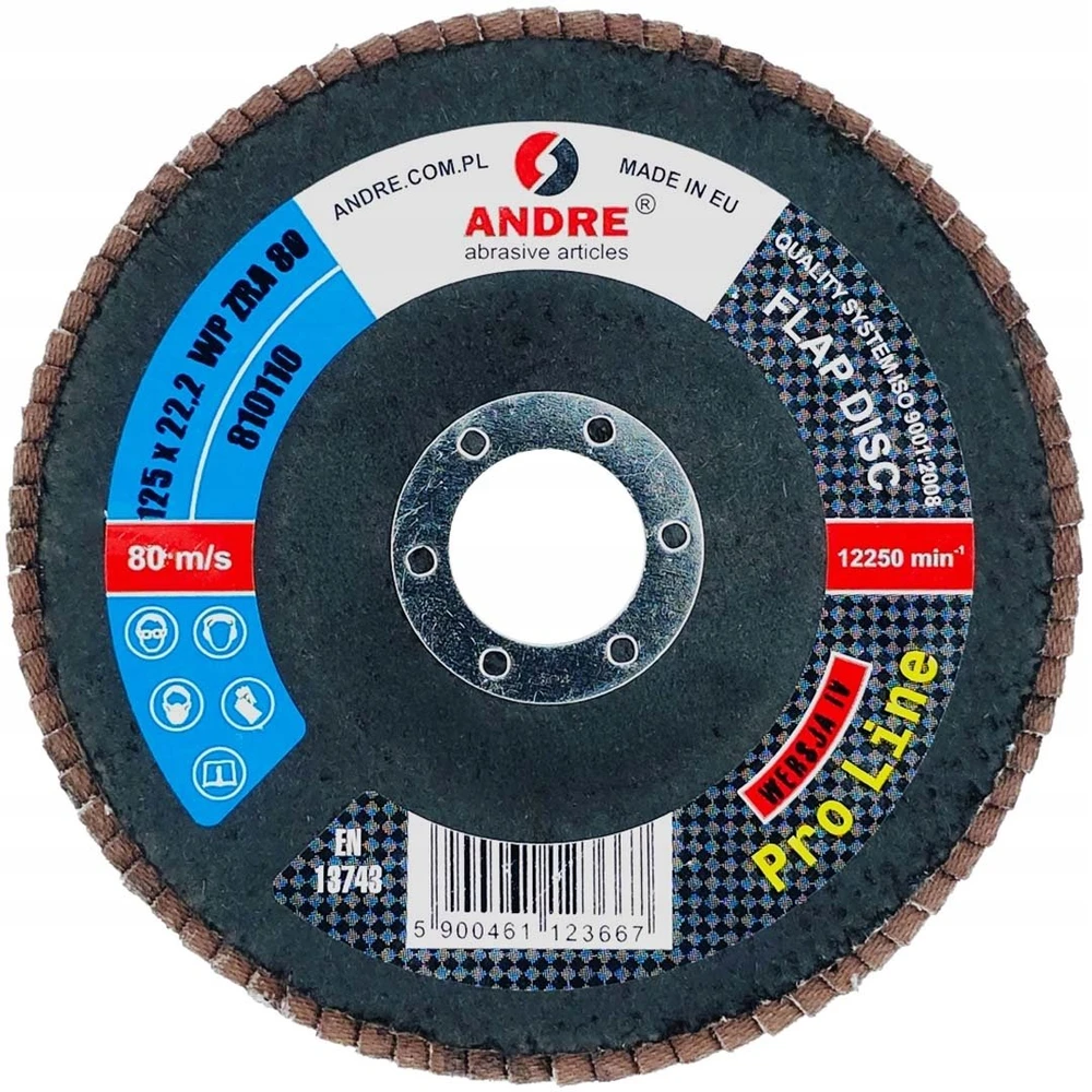 ANDRE ŠLIFAVIMO DISKAS ŽIEDLAPINIS 125mm P 80 CIRKONINIS PRO LINE IV VERSIJA