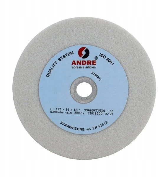 ANDRE PLOKŠČIAS ŠLIFAVIMO DISKAS 125mm x 16mm x 12,7mm 99A60K7VE01-35 Baltas „TIPAS 1”