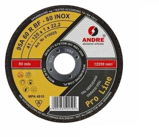 ANDRE METALO PJOVIMO DISKAS 125 x 1,0mm INOX PRO LINE 95A60RBF