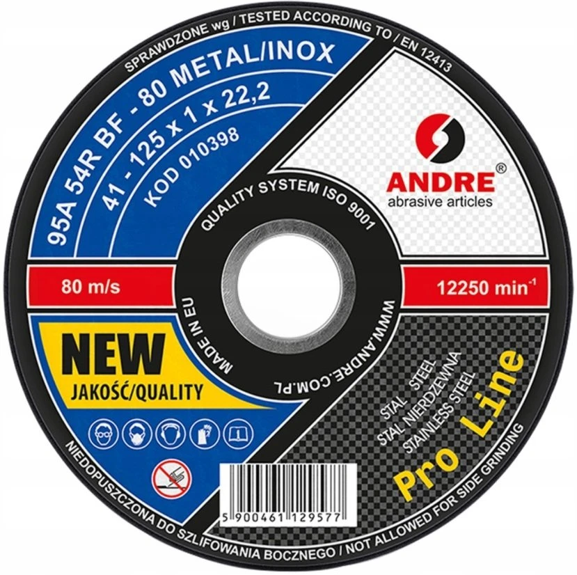 ANDRE PJOVIMO DISKAS METALUI 125 x 1,0mm METAL/INOX PRO LINE NEW 95A54RBF