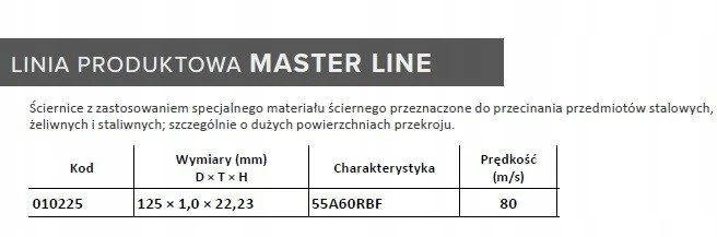 ANDRE METALO PJOVIMO DISKAS 125 x 1,0mm METAL/INOX MASTER LINE 55A60RBF