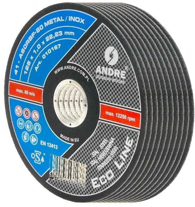 ANDRE PJOVIMO DISKAS METALUI 125 x 1,0mm METAL/INOX ECO LINE DĖŽUTĖ /10vnt.