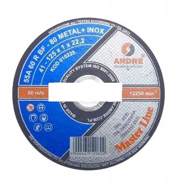 ANDRE METALO PJOVIMO DISKAS 125 x 1,0mm METAL/INOX MASTER LINE 55A60RBF