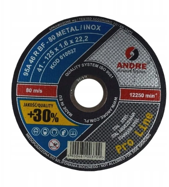 ANDRE METALO PJOVIMO DISKAS 125 x 1,6mm METAL/INOX PRO LINE 95A46R