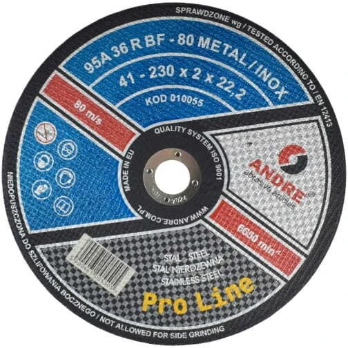 ANDRE METALO PJOVIMO DISKAS 230 x 2,0mm METAL/INOX PRO LINE 95A36RBF
