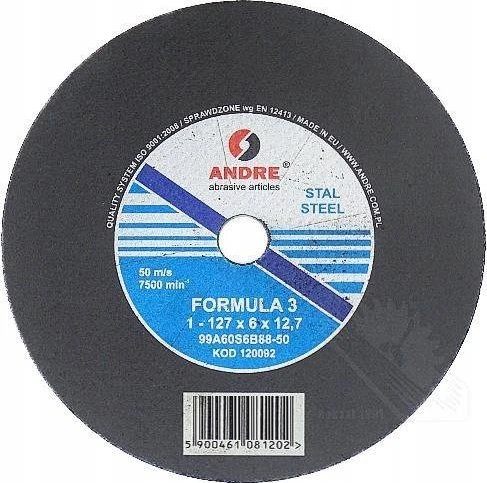 ANDRE ŠLIFAVIMO DISKAS JUOSTINIŲ PJŪKLŲ GALANDIMUI 127 x 6 x 12,7mm 99A60S6B88 – 50 FORMULA „3”