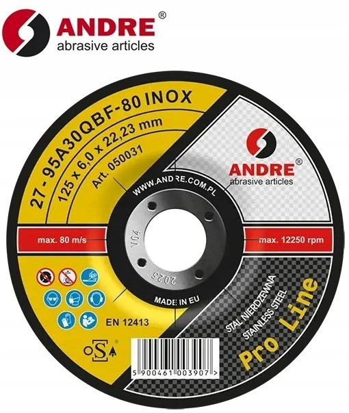 ANDRE ŠLIFAVIMO DISKAS METALUI 125 x 6,0mm INOX PRO LINE 95A30QBF