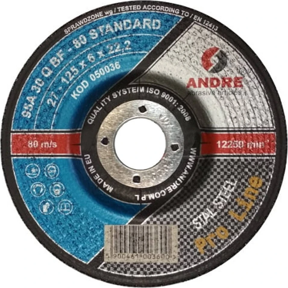 ANDRE ŠLIFAVIMO DISKAS METALUI 125 x 6,0mm STANDARD PRO LINE 95A30QBF