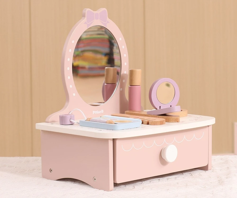 Viga Toys Viga Medinė Kosmetinė su Priedais Kūdikių Princesės Kampeliui